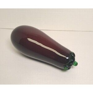 Vintage Purple Eggplant Vegetable Home Decor Hand Blown 6 1/2" Mcm
